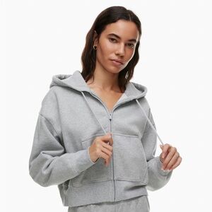 Aritzia TNA Cozy Fleece Boyfriend Boxy Zip Up Hoodie Red Size M New